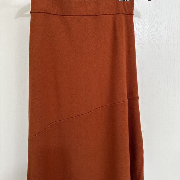 HOUSE OF HARLOW 1960 Knit Asymmetrical Maxi Skirt Orange Side Slit Size Small - Picture 2 of 12